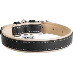 Нашийник для собак Waudog Soft, шкіряний, з QR паспортом,46-60х3,5 см, чорний