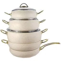 Набір каструль O.M.S. Collection 3024 9 предметів для індукційної плити Слонова кістка