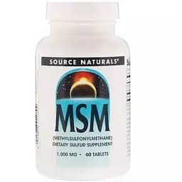Метилсульфонилметан Source Naturals MSM 1000 mg, 60 таблеток сірко органічна сполука