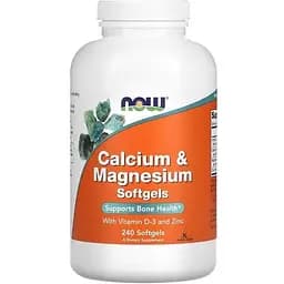Вітаміни та мінерали NOW Calcium & Magnesium Softgels, 240 капсул