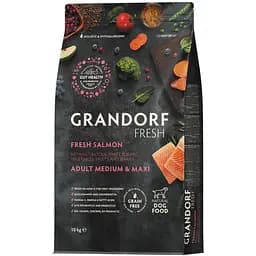 Сухий беззерновий корм для дорослих собак середніх та великих порід Grandorf Fresh Salmon & Sweet Potato Adult Dog Medium & Maxi з лососем та бататом 10 кг