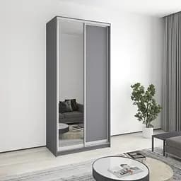 Шкаф-купе двухдверный MebelStar Стандарт AL ДСП/Зеркало 110x45x240 см Антрацит (MBS-3673)