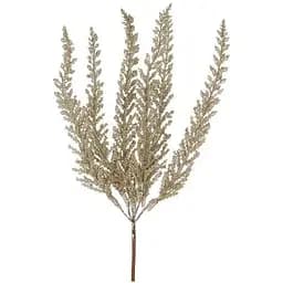 Искусственная ветка папоротника 29 см Флористический материал для декора с глитером Золотистый