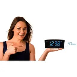 Годинник настільний з радіо Technoline WT460 Blue LED Black/Silver (WT460 blaue LED), Чорний - мініатюра 4