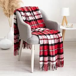 Плед вовняний Vladi Палермо 140x200 червоно-чорно-білий