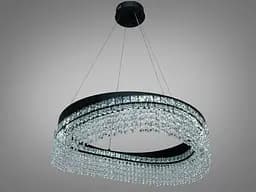 Підвісна LED люстра Diasha P7027/D600BK чорна 68W кришталь