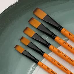 Пензель синтетика плоска FLAME 1368F коротка ручка Rosa - мініатюра 3