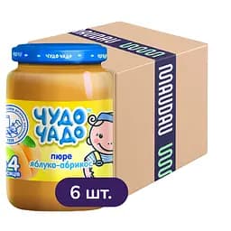 Упаковка пюре Чудо-чадо Яблоко и абрикос с сахаром 1.02 кг (170 г х 6 шт.)