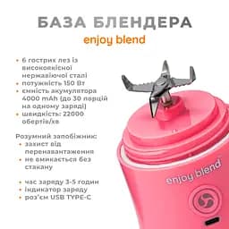 Портативний блендер Enjoy Blend 63738399 рожевий (кораловий) - мініатюра 5