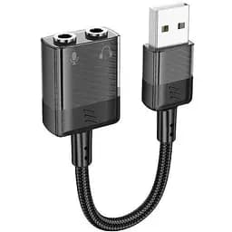 Перехідник Hoco Spirit 2 в 1 transparent external sound card for earphones USB to 3.5 мм LS37 15cm DAC