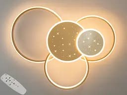 Стельова світлодіодна люстра в формі кільця з пультом, 100Вт, золото