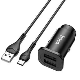 Автомобильный адаптер + кабель HOCO Type-C Cable Wise road dual port car charger NZ4 2USB 4.8A