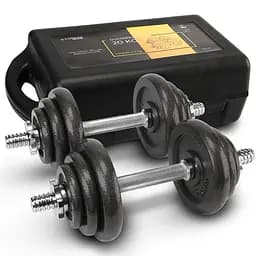 Гантелі металеві Cornix 2 x 10 кг набірні, в кейсі Black XR-0441