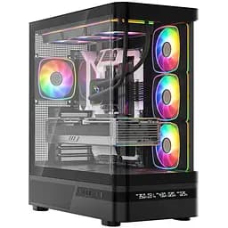 Корпус Modecom VOLCANO AQ200 ARGB MIDI FRONT LCD, 4x120 мм fans BLACK без БЖ ATX (MC-A-AQ200-4FA-B)