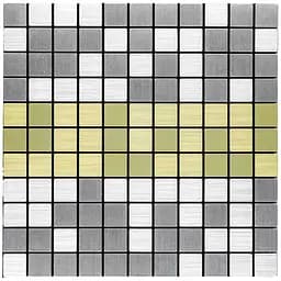 Самоклеюча алюмінієва плитка Sticker Wall 300х300х3мм Срібна із золотом мозаїка SW-00001826