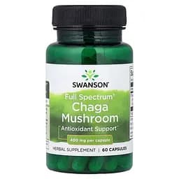 Гриб чага Swanson Chaga Mushroom 400 mg Full Spectrum, 60 капсул