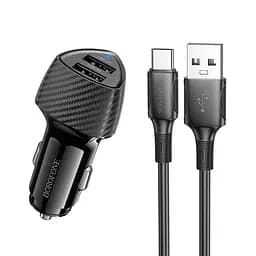 Адаптер автомобильный BOROFONE Solid dual-port car charger Type-C Set BZ31A |2USB, 17W/3.4A Max|