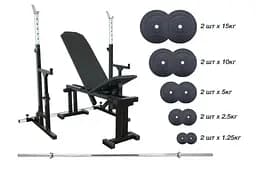 Скамейка для жима RN-Sport UM 0075 стойки для приседаний Штанга 75 кг