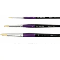 Пензель щетина кругла 411 №8 довга ручка Rosa Studio