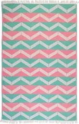 Рушник Barine Pestemal Ups and Downs, 160х90 см, рожевий с зеленим (svt-2000022244473)