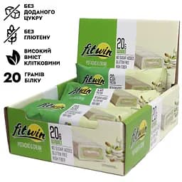 Блок протеїнових батончиків FitWin Protein Bar 20%, 12x60 грам з начинкою - Фісташка - мініатюра 2