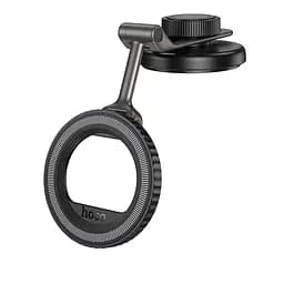 Автотримач для телефона HOCO H77 View folding magnetic ring car holder (center console) Black Metal Gray
