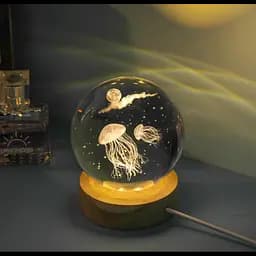 Декоративный 3D светильник ночник хрустальный шар юсб Crystal Ball Медуза