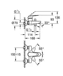 Змішувач для ванни Grohe Euroeco 32743001 Хром - мініатюра 7