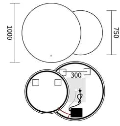 Дзеркало Mixxus Premium TOPPER MC01-100x75 (LED Touch, Anti-fog (3-6,5kK) (MP6631) - мініатюра 5