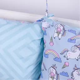 Захисна подушка-борт MirSon Kids Time 18-0006 Rainbow Unicorn, синя, 4 шт. - мініатюра 4