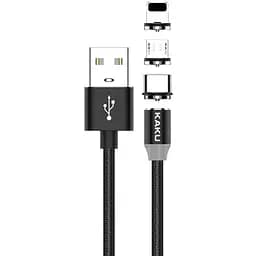 Магнітний кабель 3 в 1 Kaku KSC-320 USB Type-C / Lightning / MicroUSB 1m - Black