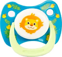 Пустышка латексная Курносики Львенок, круглая, 0-6 мес., синий (7217/0-6 син)