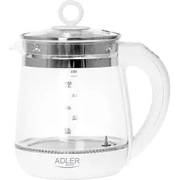 Електрочайник Adler AD 1299 1850-2200Вт 1.5л скло заварник встановлення температури білий