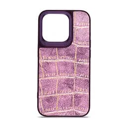 Кожаный чехол для Apple iPhone 14 Pro, Harder Crocosaur, фиолетовый, термополіуретан ТПУ + экокожа с текстурой крокодила, панель, защита корпуса, противоударный, микрофибра, рамка вокру камеры, защита всего корпуса, (ARM76722)