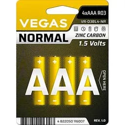 Первичный элемент питания Vegas Normal ААA zinc-carbon 4 шт. (VR-03BL4-NR)