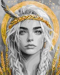 Набір для розпису по номерах Колоски у волоссі з фарбами металік extra, Ideyka, 40x50 см, КНО8558