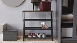 Полиця для взуття Слайм 3 Ferrum-decor 635x630x260 Чорний метал ДСП Дуб Сонома Трюфель 16 мм (FRD-105159) - мініатюра 4