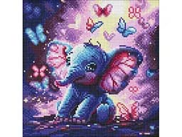 Алмазна мозаїка Безтурботний слоник Ideyka 30х30 см 