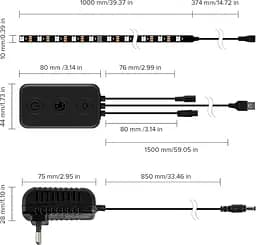 BTF-LIGHTING ПК Світлодіодне підсвічування Мікросхема WS2812B RGB IC для 13–39 дюймів Синхронізація кольорів з чотирьох сторін - мініатюра 4
