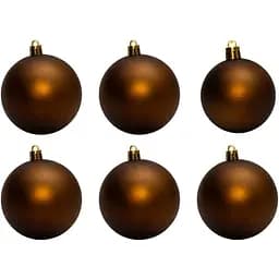 Набір ялинкових куль Linhai 6 шт D8 см коричневий матовий пластик (892227)