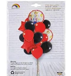 Набір повітряних фольгованих кульок Happy Birthday з зірками надувні декоративні для свят 12 шт. - мініатюра 2