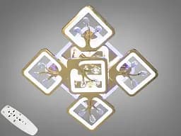 Лед люстра з пультом, диммером і LED підсвічуванням, 90W, золото