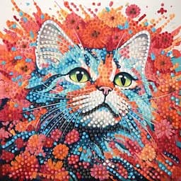 Алмазная мозаика Strateg ПРЕМИУМ Яркий кот на бумажной основе размером 18х18 см (ZAV1818-22)