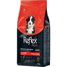 Сухой корм для щенков Reflex Plus средних и крупных пород от 2 до 24 месяцев с ягненком 12 кг 