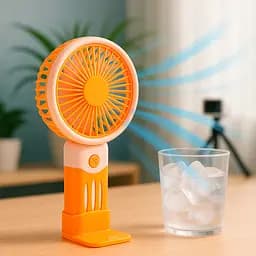 Портативний вентилятор на акумуляторі Handheld Fan JX-991 Жовтогарячий-рожевий, ручний мінівентилятор (ST)