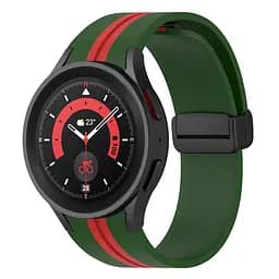 Ремінець для Samsung Galaxy Watch 5 40mm - зелено-червоний ширина кріплення 20мм силікон Watchbands Cls-line-black (W36-0WB66352299) - мініатюра 2