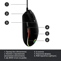 Комп'ютерна мишка Logitech G102 Lightsync Black (910-005823) - мініатюра 6