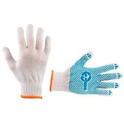 Рукавички робочі захисні Intertool 70/30 із крапкою 55г білі 10" (в упаковці 12 шт.)