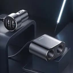 Автомобільний зарядний пристрій Baseus High Efficiency One to Two Cigarette Lighter Black (CRDYQ-01) [77945] - мініатюра 5