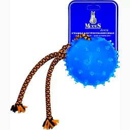 Игрушка для собак Modes Denta мяч мина с канатом S 6 см голубая